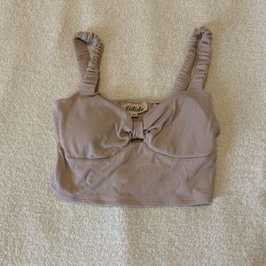 Tan bustier style crop top